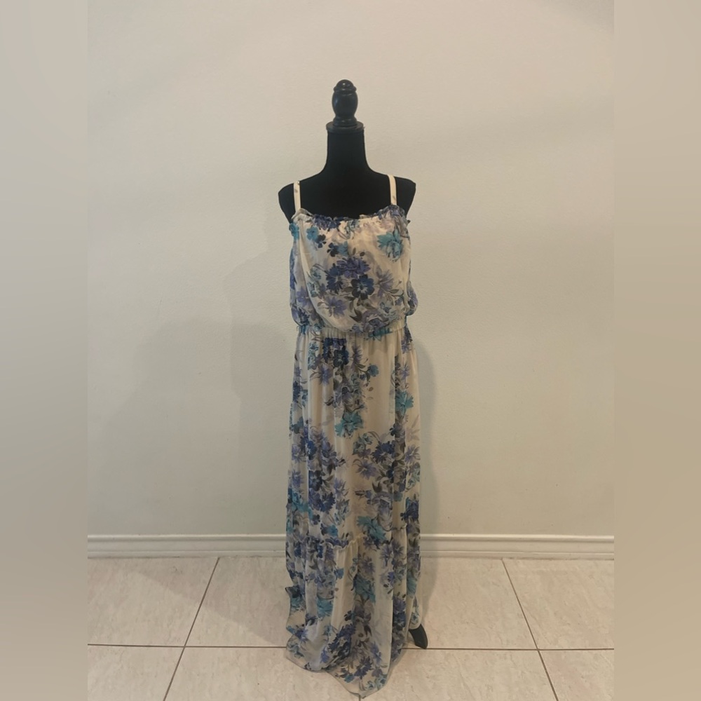Jessica Howard blue floral print maxi sun dress